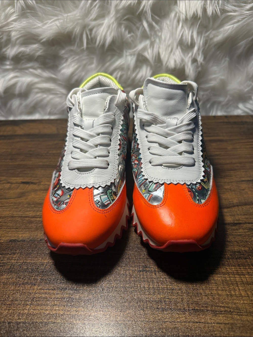 Christian Louboutin Kids Orange, White & Multicolor Sneakers